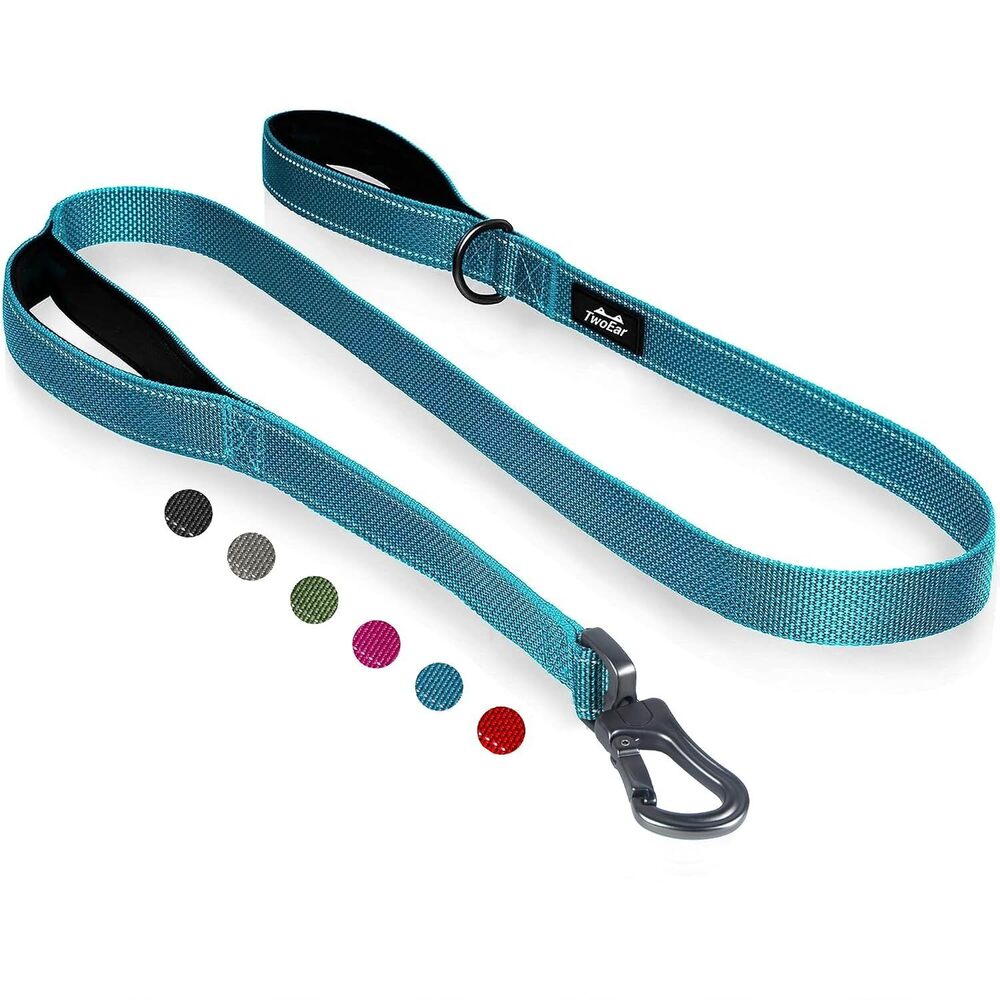 6FT 1IN Strong Blue Dog Leash with 2 Padded Handles, Traffic Handle Extra